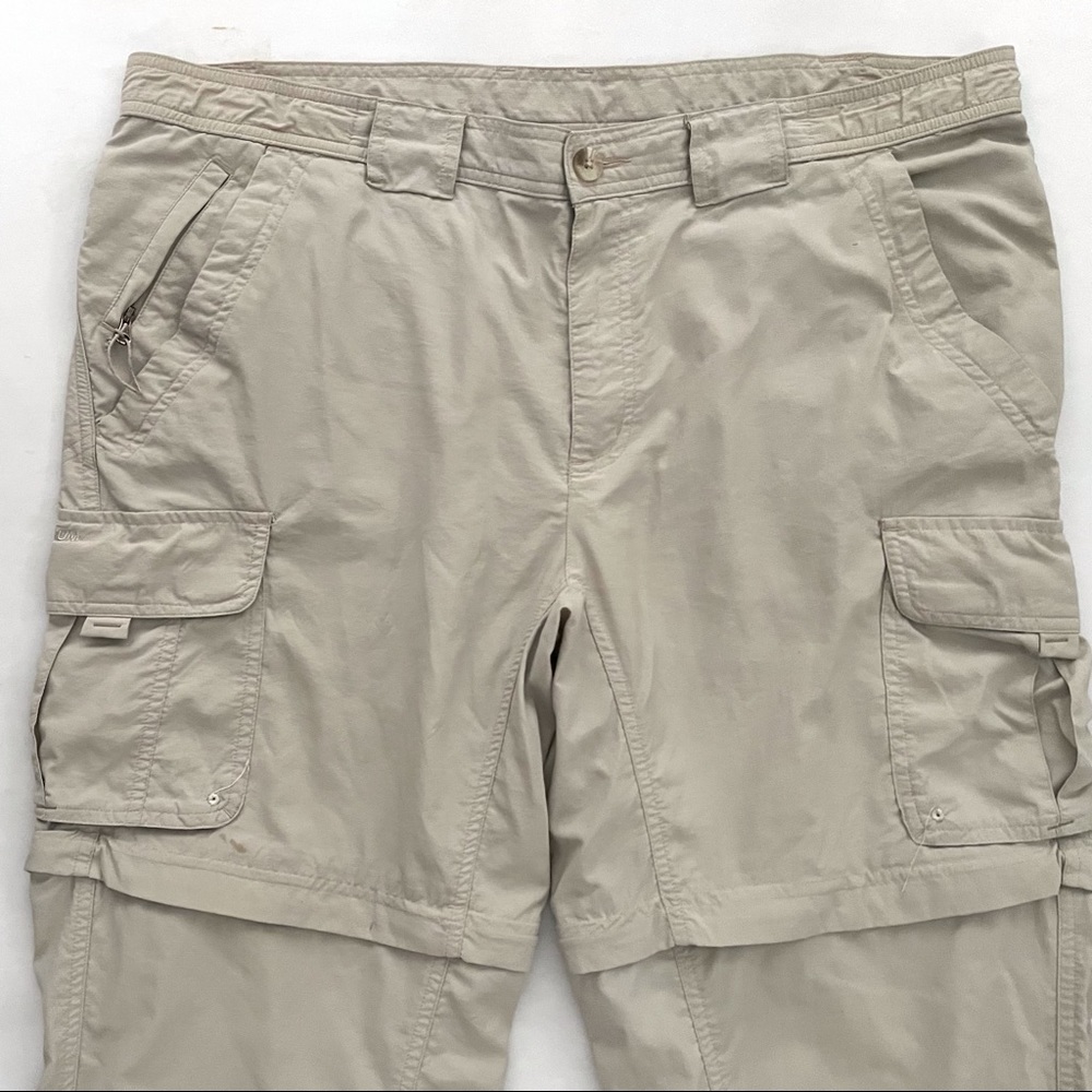 Columbia Titanium Men Cargo Convertible Pants zip off to Shorts L Outdoor Beige